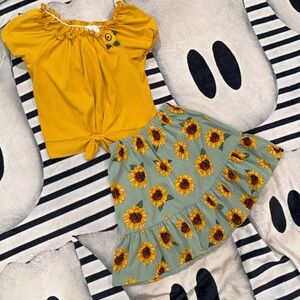 Girls’ Sunflower Design Top/Skirt Set